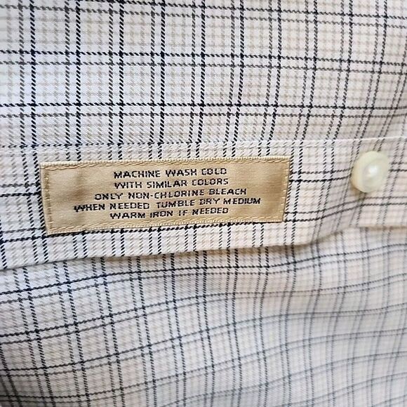 Roundtree & Yorke Longsleeve Shirt Mens 3XT Tall Gold Label Non Iron Beige Plaid - Picture 6 of 12